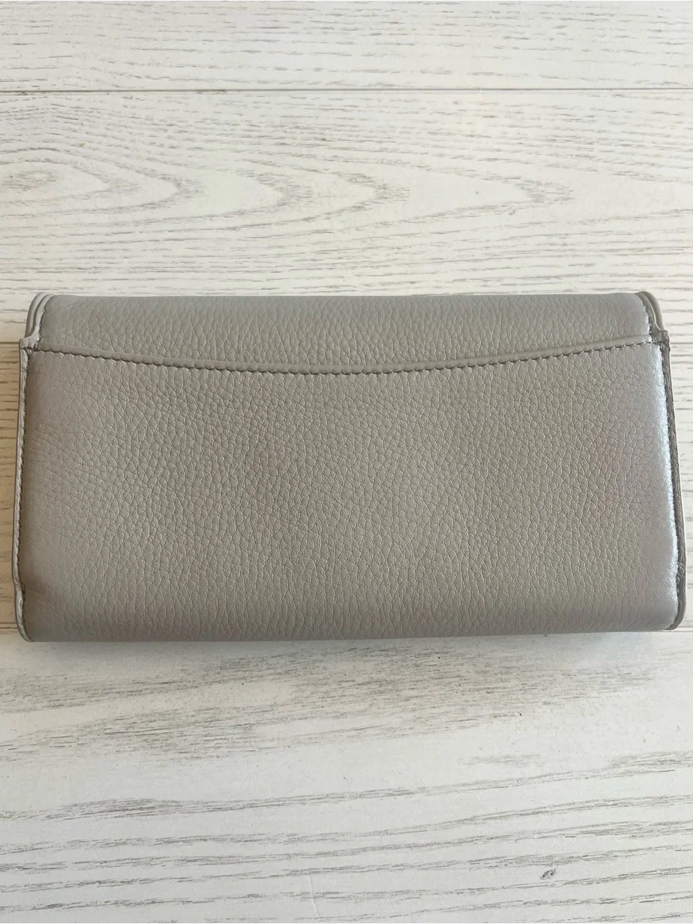 Tory Burch Taupe Leather Logo Continental Wallet
